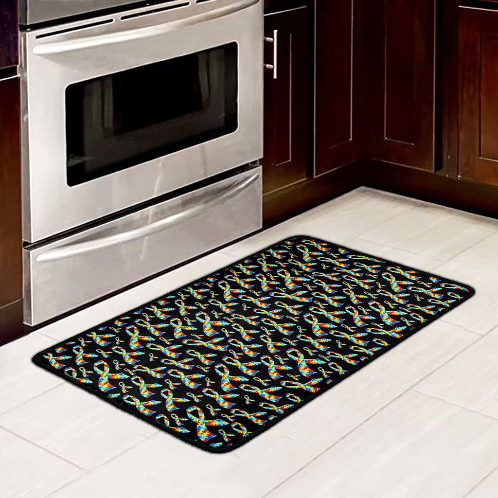 Autism Awareness Ribbon Pattern Print Kitchen Mat