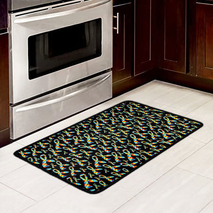 Autism Awareness Ribbon Pattern Print Kitchen Mat