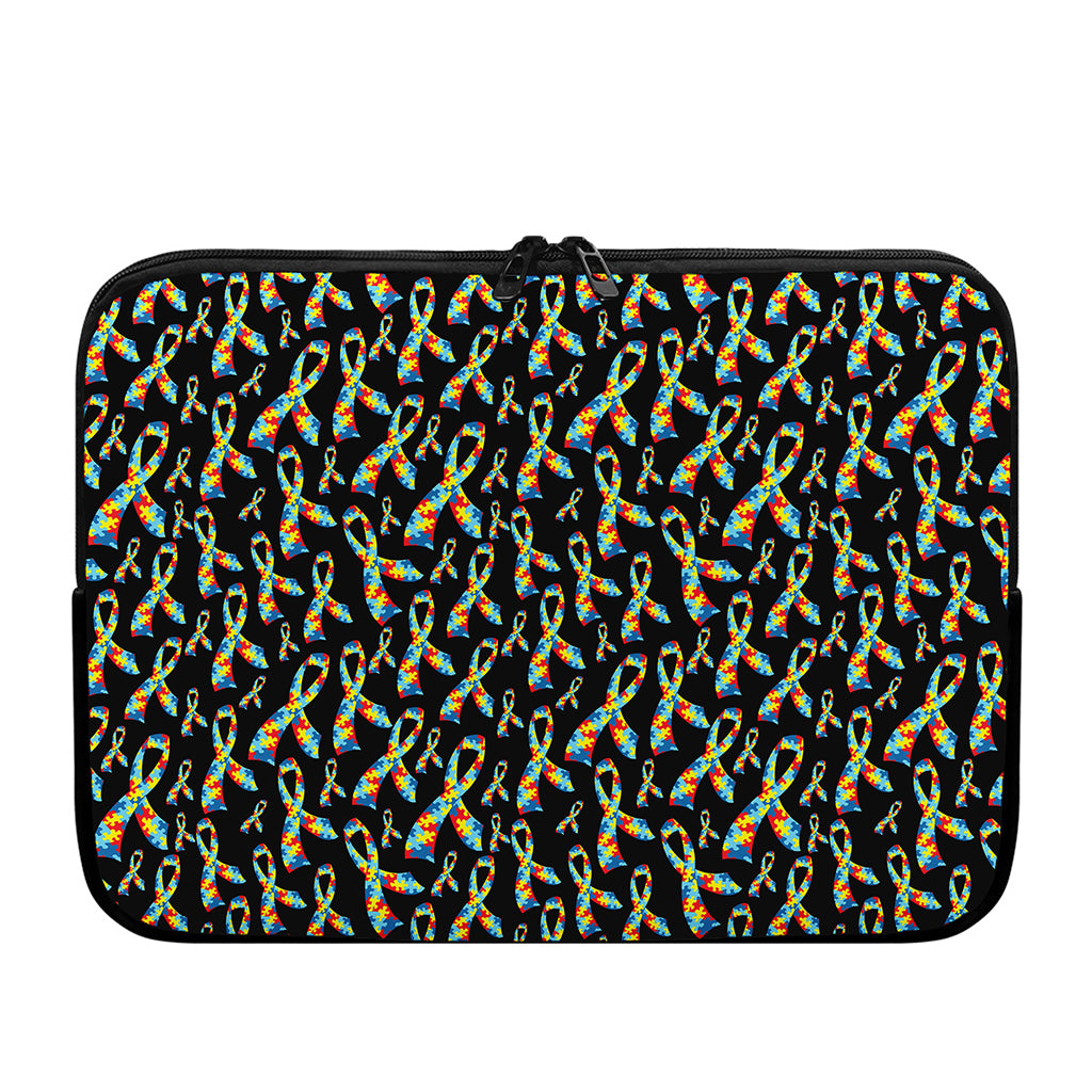 Autism Awareness Ribbon Pattern Print Laptop Sleeve