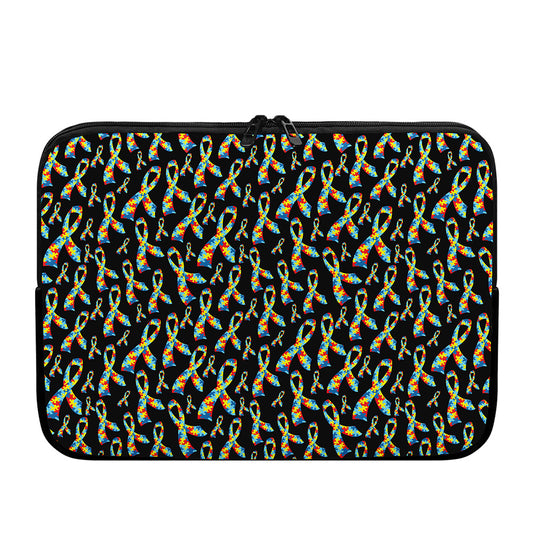 Autism Awareness Ribbon Pattern Print Laptop Sleeve