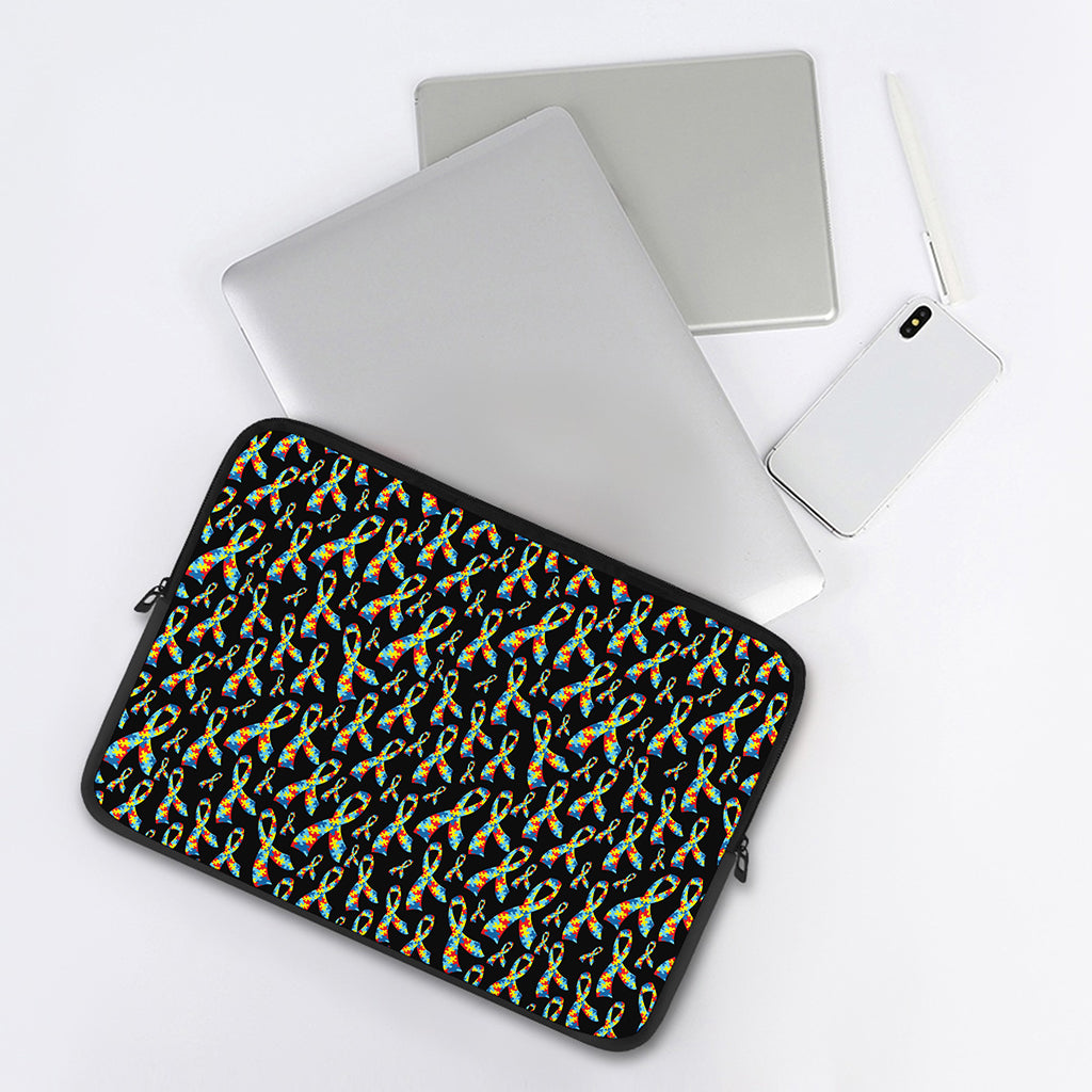 Autism Awareness Ribbon Pattern Print Laptop Sleeve