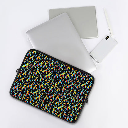 Autism Awareness Ribbon Pattern Print Laptop Sleeve