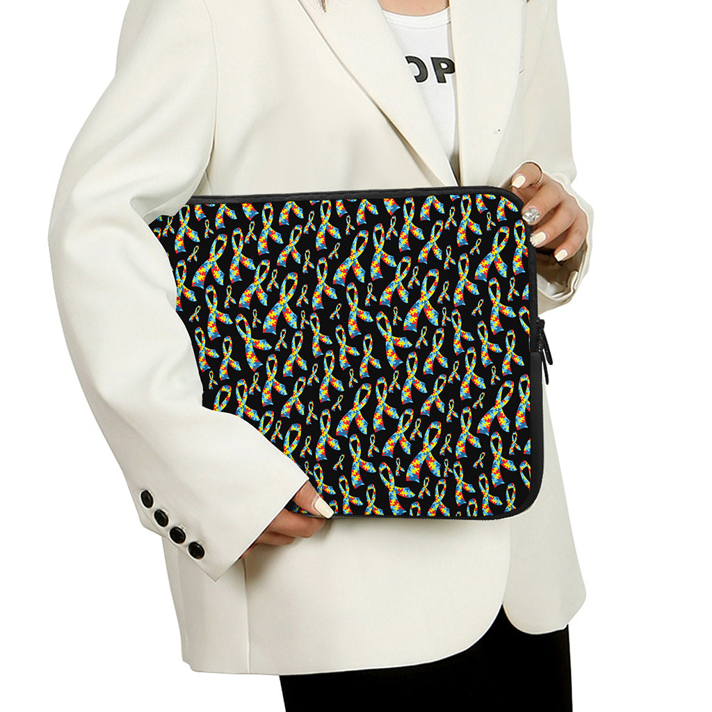 Autism Awareness Ribbon Pattern Print Laptop Sleeve