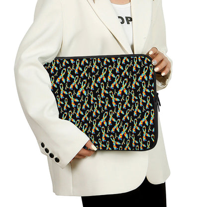 Autism Awareness Ribbon Pattern Print Laptop Sleeve