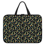 Autism Awareness Ribbon Pattern Print Laptop Sleeve With Handle