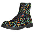 Autism Awareness Ribbon Pattern Print Lace-Up Boots