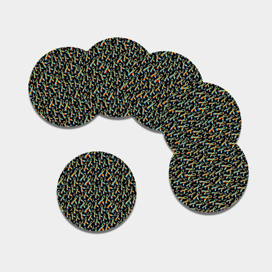 Autism Awareness Ribbon Pattern Print Leather Coaster Set