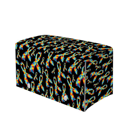 Autism Awareness Ribbon Pattern Print Leather Tissue Box Cover