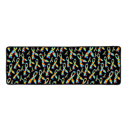 Autism Awareness Ribbon Pattern Print Long Kitchen Mat