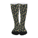 Autism Awareness Ribbon Pattern Print Long Socks