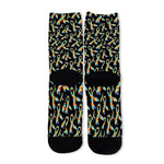 Autism Awareness Ribbon Pattern Print Long Socks