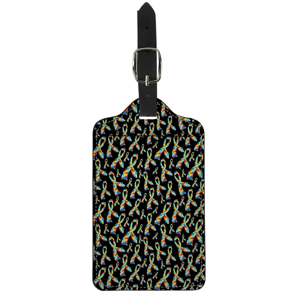 Autism Awareness Ribbon Pattern Print Luggage Tag