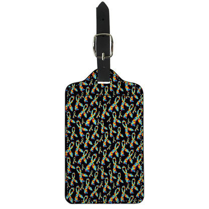 Autism Awareness Ribbon Pattern Print Luggage Tag