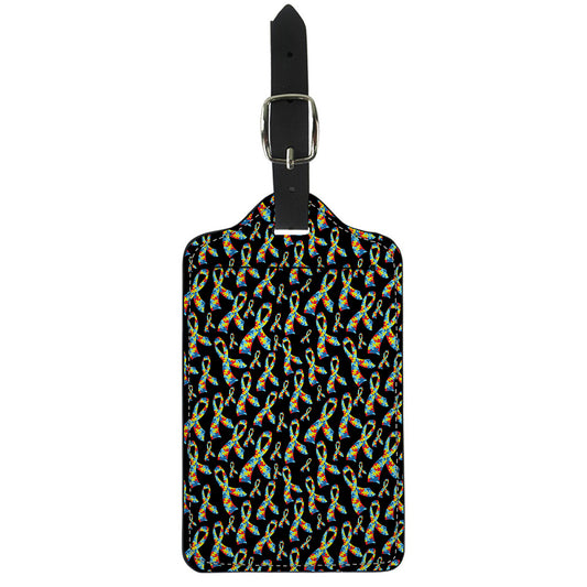 Autism Awareness Ribbon Pattern Print Luggage Tag