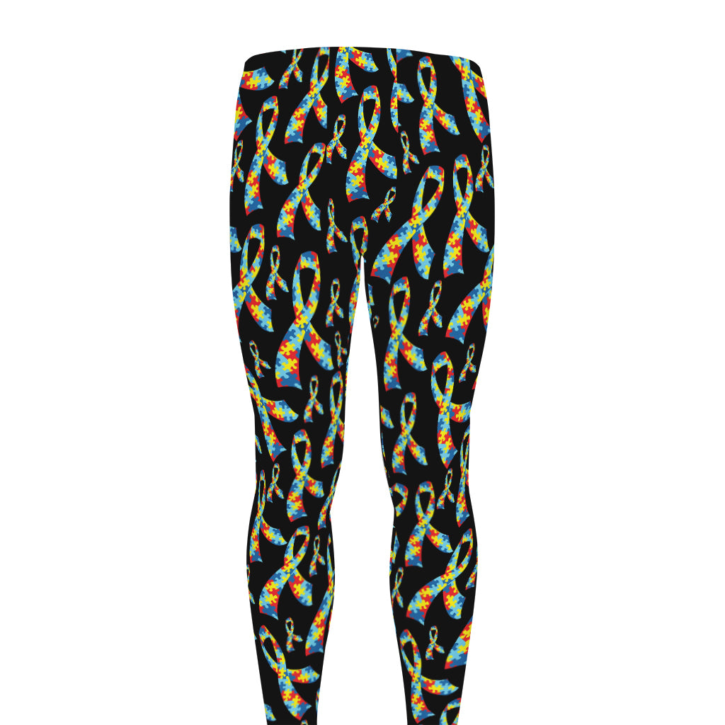 Autism Awareness Ribbon Pattern Print Men's leggings