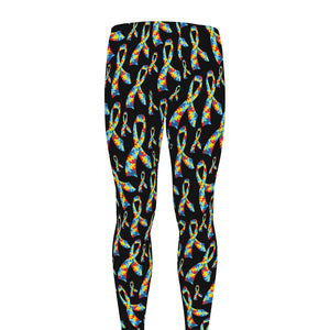 Autism Awareness Ribbon Pattern Print Men's leggings