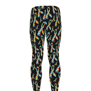 Autism Awareness Ribbon Pattern Print Men's leggings