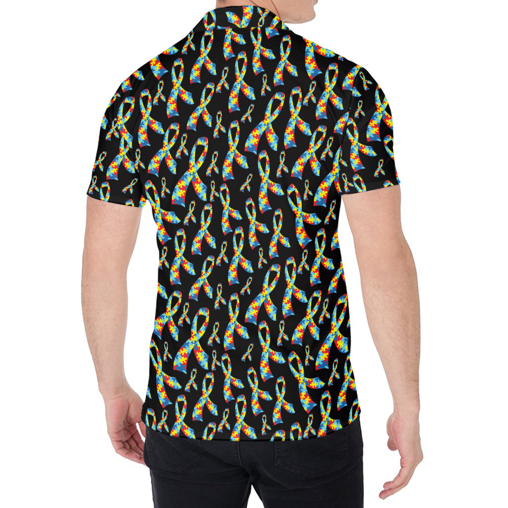 Autism Awareness Ribbon Pattern Print Men's Shirt