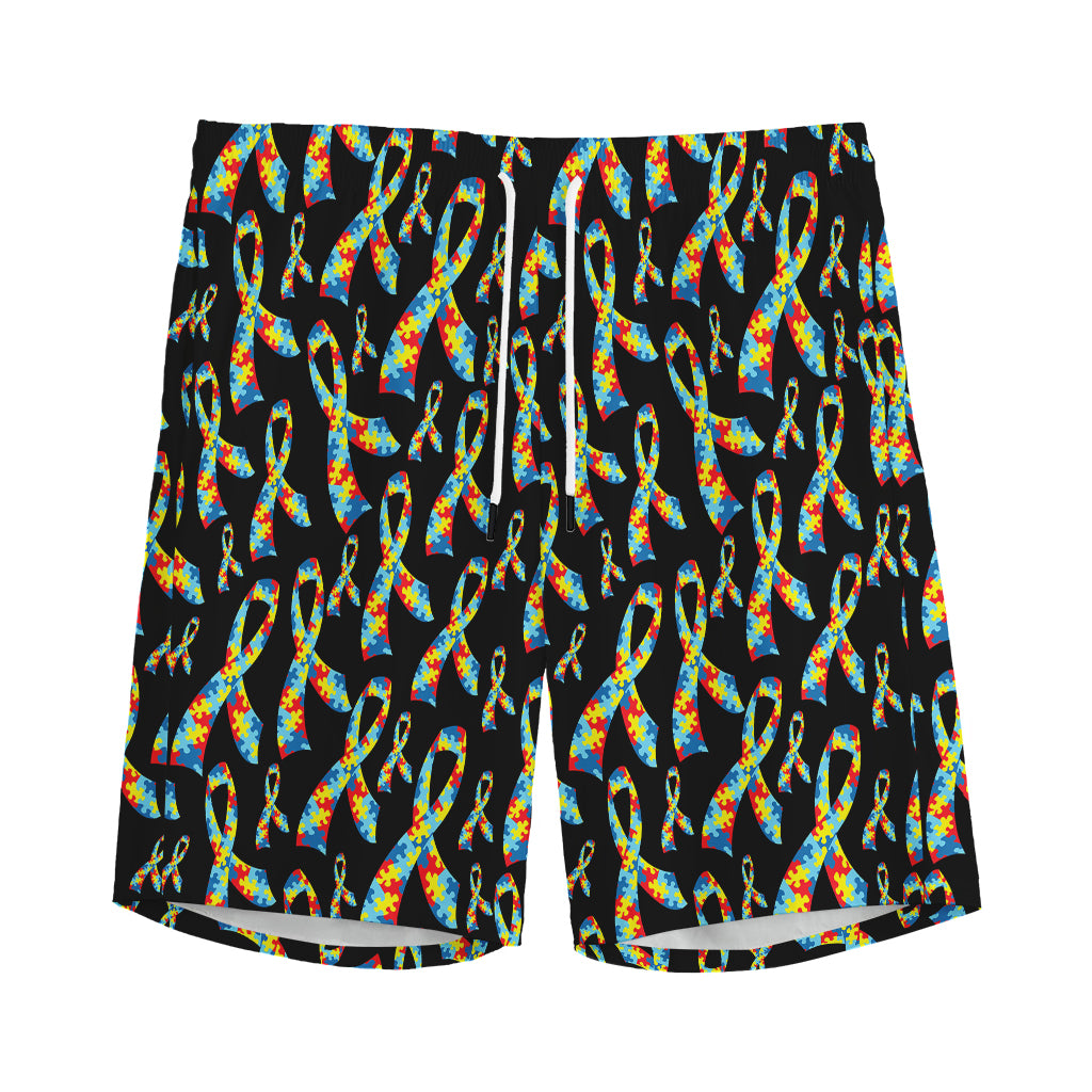 Autism Awareness Ribbon Pattern Print Men's Sports Shorts