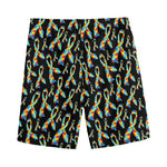 Autism Awareness Ribbon Pattern Print Men's Sports Shorts