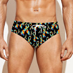 Autism Awareness Ribbon Pattern Print Men's Swim Briefs