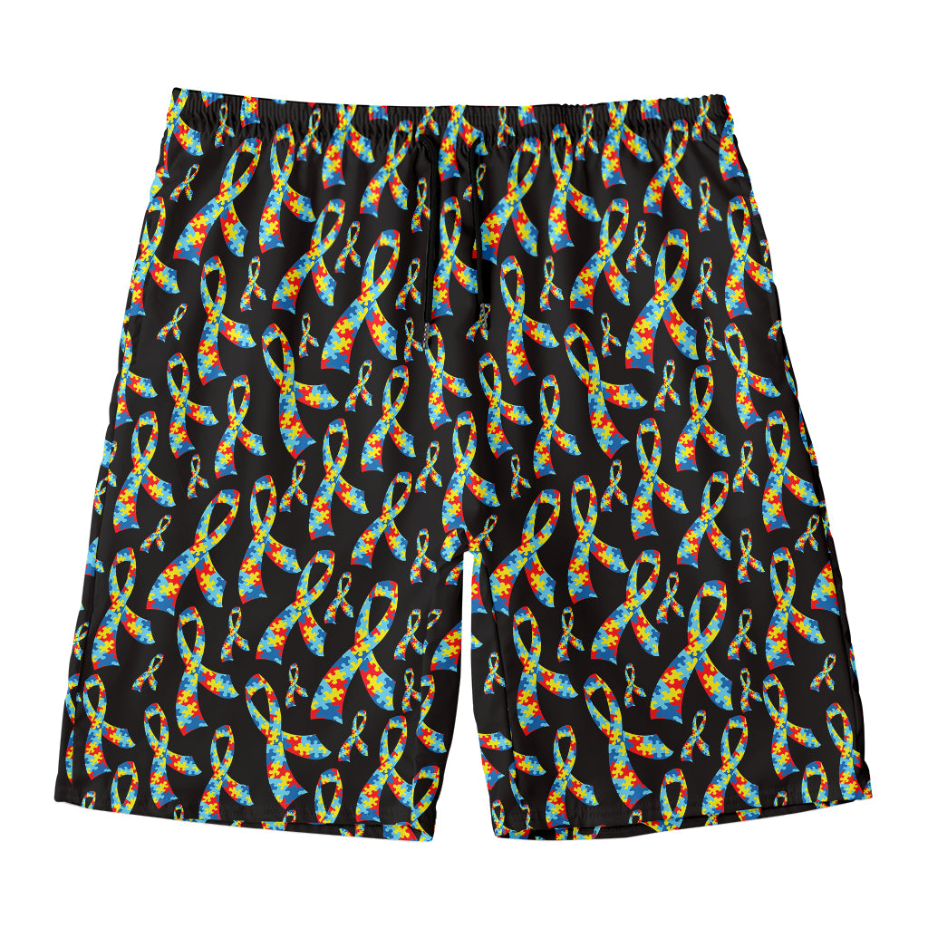Autism Awareness Ribbon Pattern Print Men's Swim Trunks