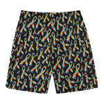 Autism Awareness Ribbon Pattern Print Men's Swim Trunks