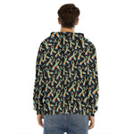 Autism Awareness Ribbon Pattern Print Men's Velvet Pullover Hoodie