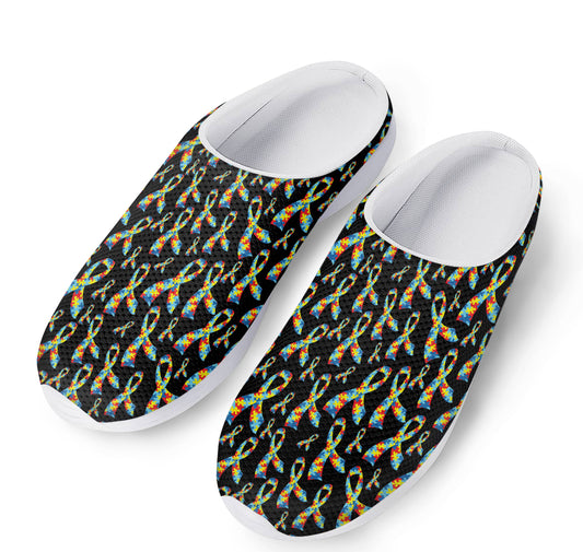 Autism Awareness Ribbon Pattern Print Mesh Casual Shoes