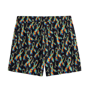 Autism Awareness Ribbon Pattern Print Mesh Shorts