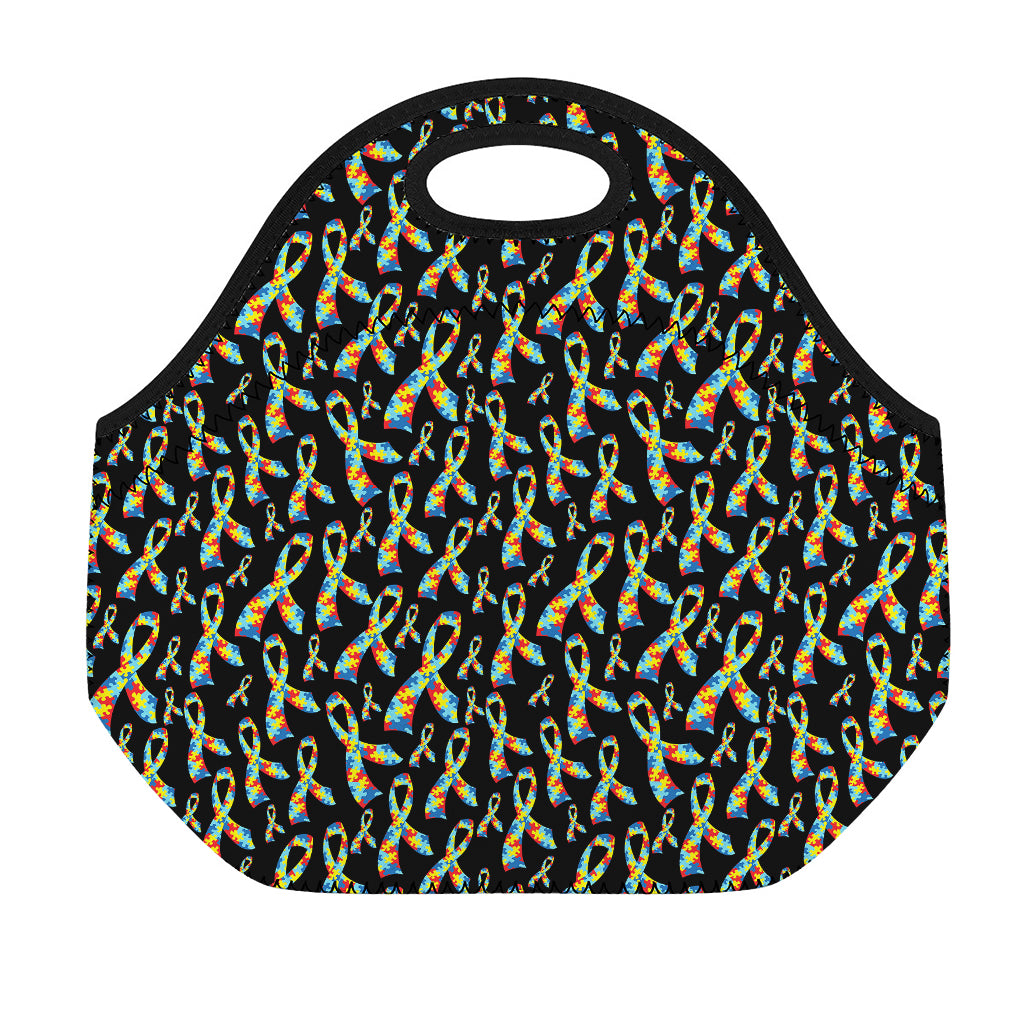 Autism Awareness Ribbon Pattern Print Neoprene Lunch Bag