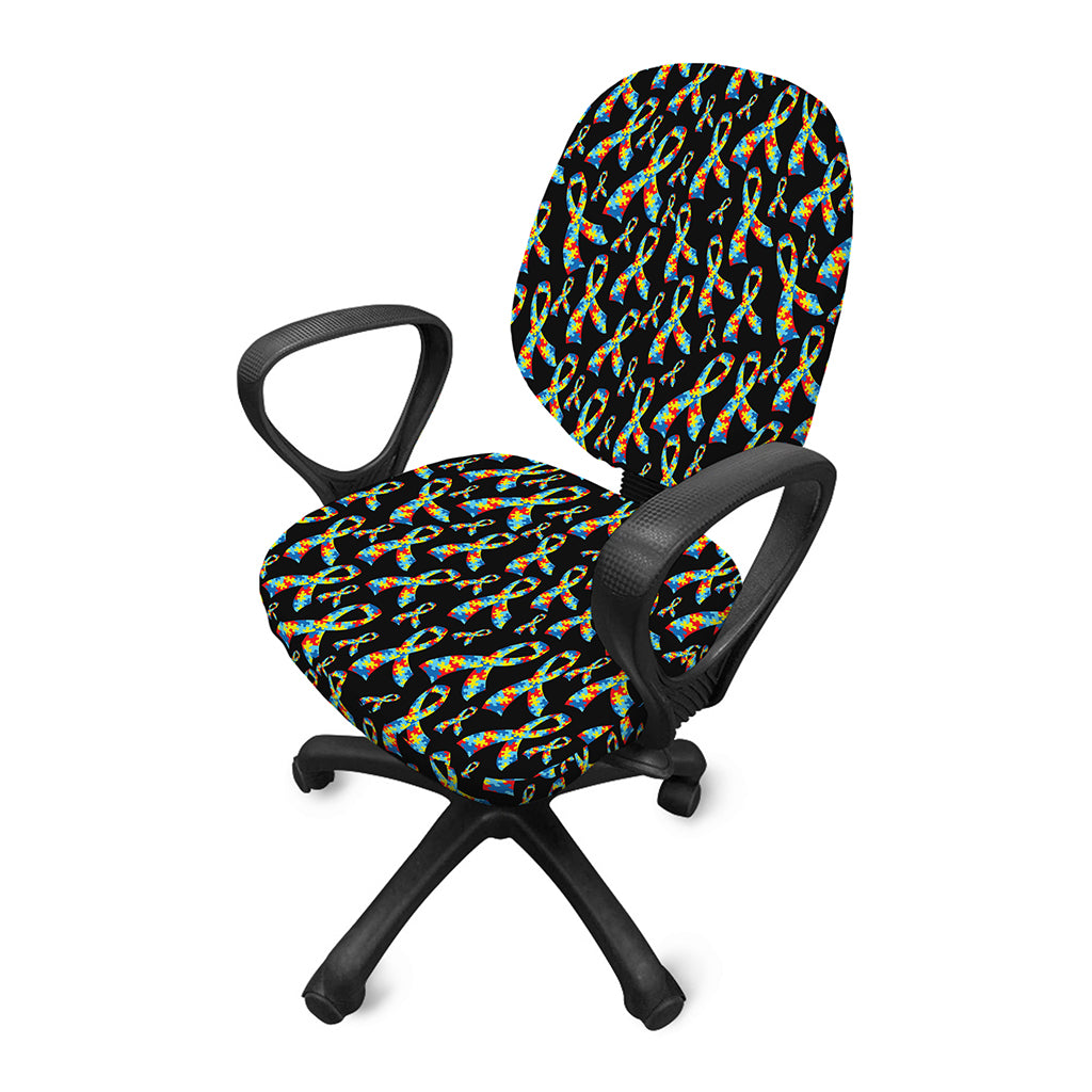 Autism Awareness Ribbon Pattern Print Office Chair Cover