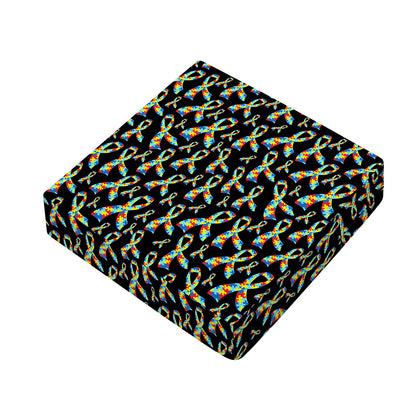 Autism Awareness Ribbon Pattern Print Outdoor Seat Cushion Cover