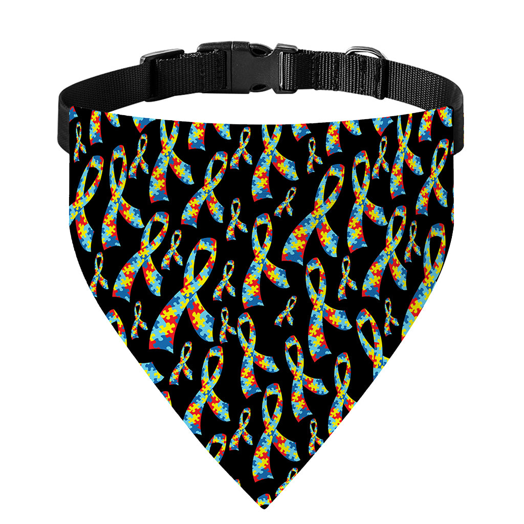 Autism Awareness Ribbon Pattern Print Over The Collar Dog Bandana