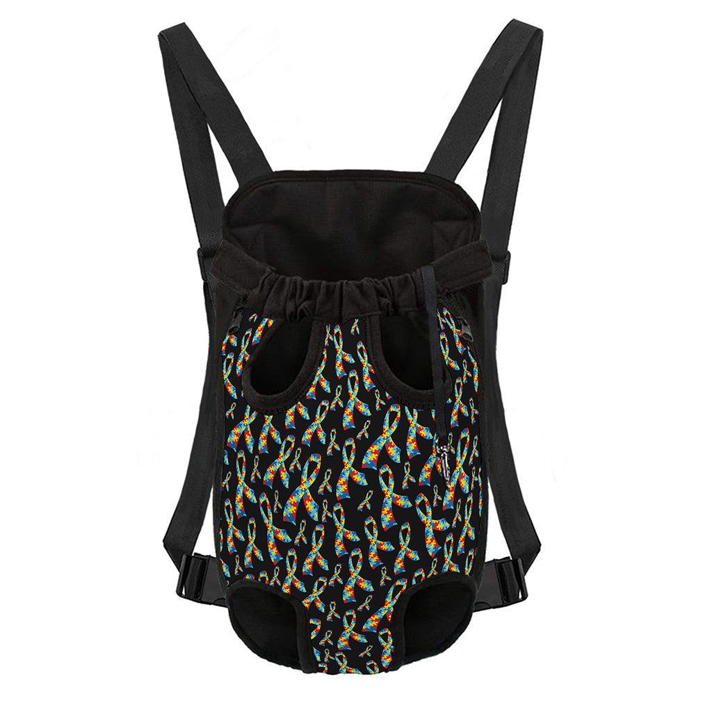 Autism Awareness Ribbon Pattern Print Pet Carrier Backpack