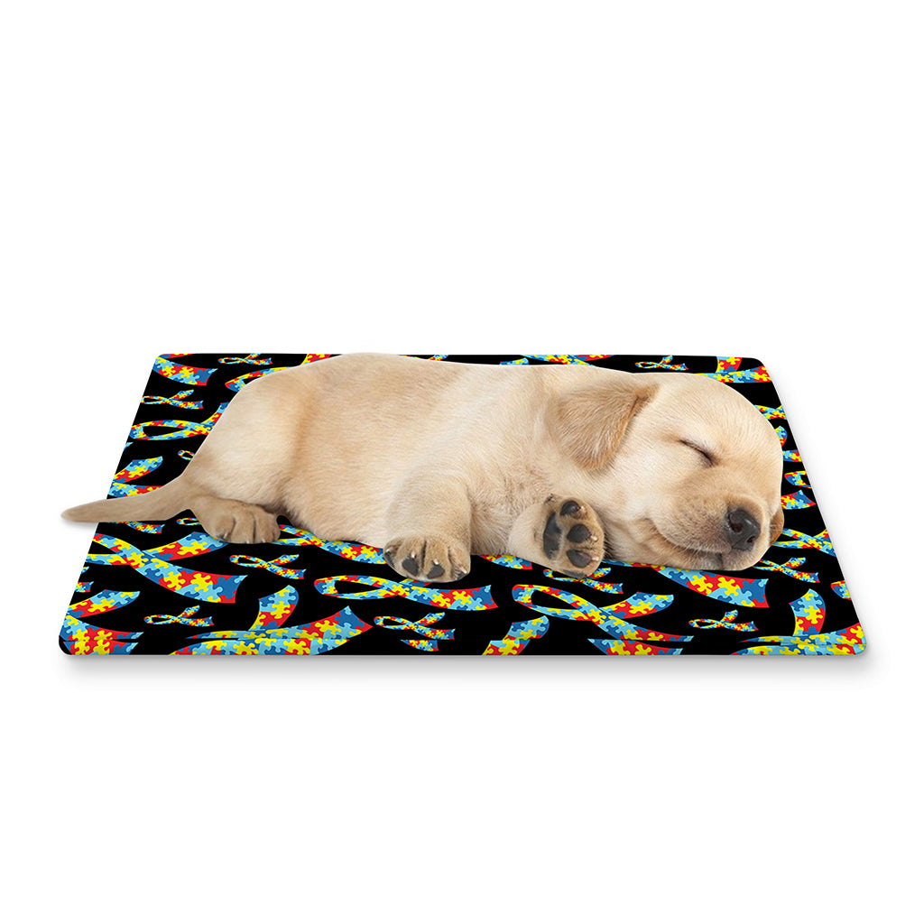 Autism Awareness Ribbon Pattern Print Pet Cooling Mat Cover
