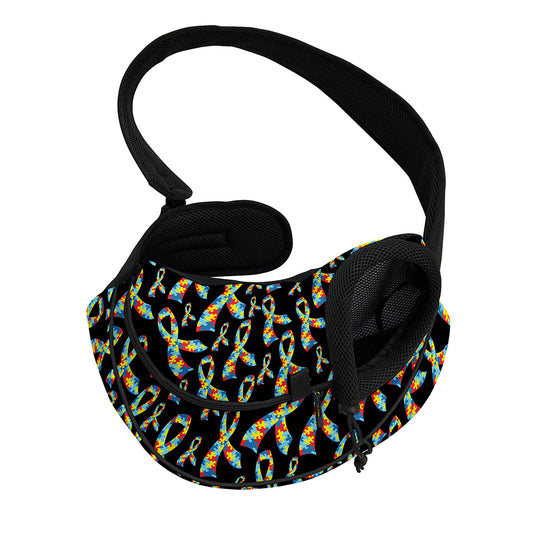 Autism Awareness Ribbon Pattern Print Pet Sling Carrier