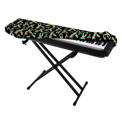 Autism Awareness Ribbon Pattern Print Piano Keyboard Cover
