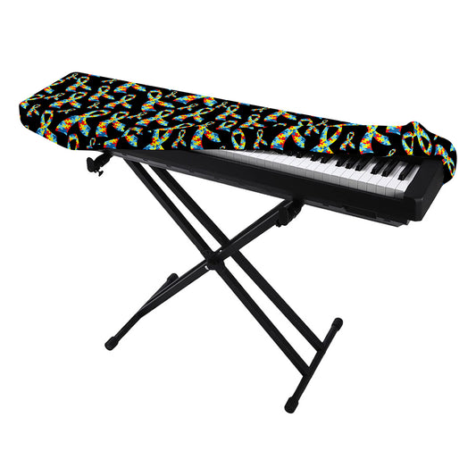 Autism Awareness Ribbon Pattern Print Piano Keyboard Cover
