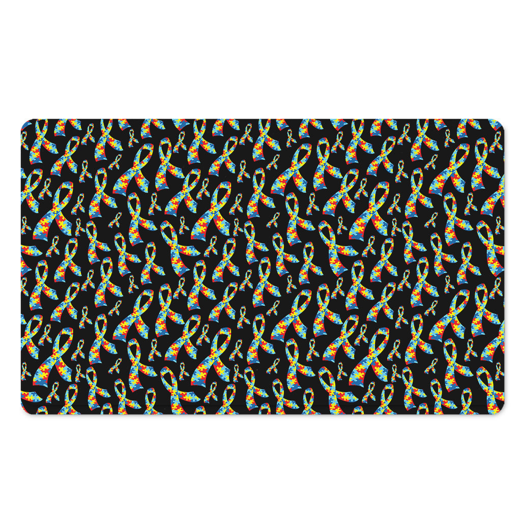 Autism Awareness Ribbon Pattern Print Polyester Doormat