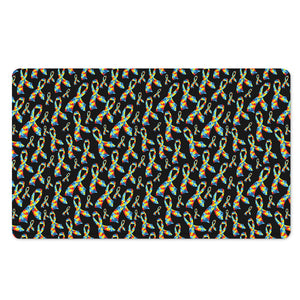 Autism Awareness Ribbon Pattern Print Polyester Doormat