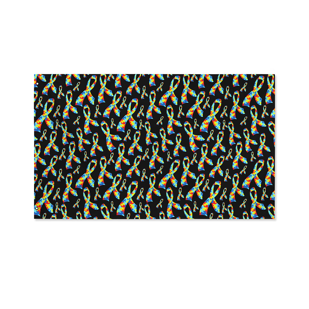 Autism Awareness Ribbon Pattern Print Polyester Flag