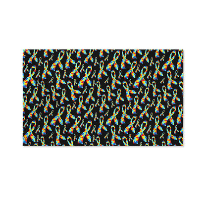 Autism Awareness Ribbon Pattern Print Polyester Flag
