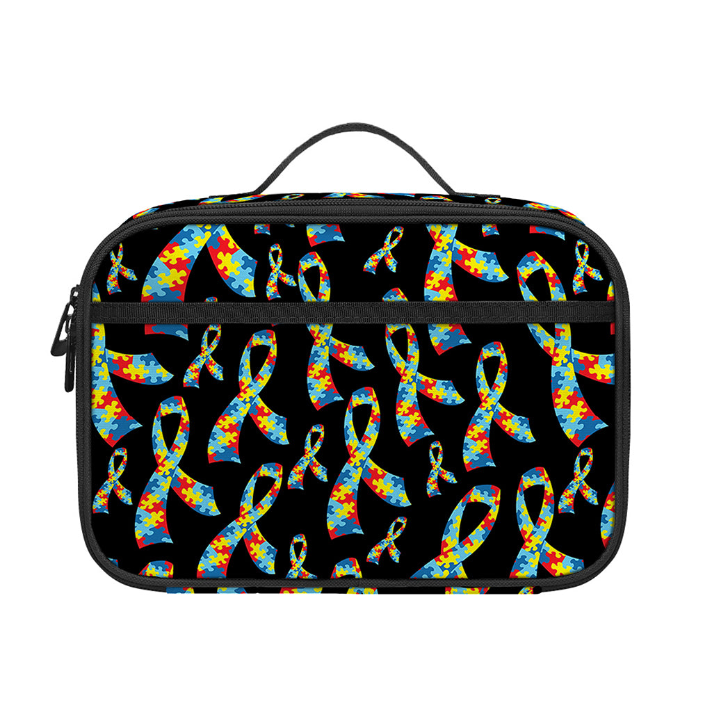 Autism Awareness Ribbon Pattern Print Portable Lunch Bag