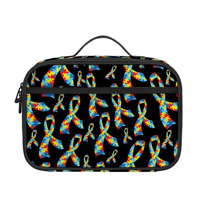 Autism Awareness Ribbon Pattern Print Portable Lunch Bag