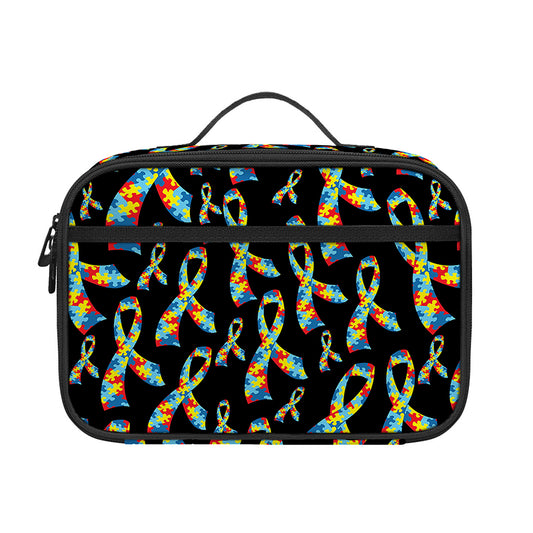 Autism Awareness Ribbon Pattern Print Portable Lunch Bag