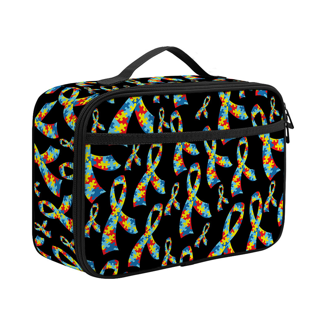 Autism Awareness Ribbon Pattern Print Portable Lunch Bag