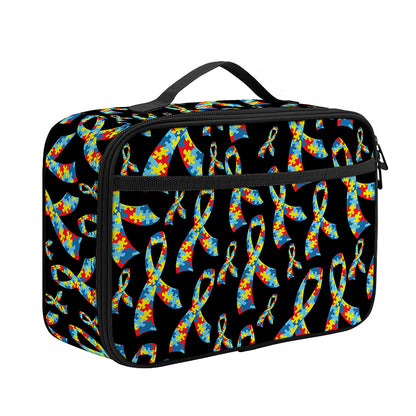 Autism Awareness Ribbon Pattern Print Portable Lunch Bag