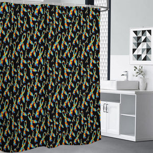 Autism Awareness Ribbon Pattern Print Premium Shower Curtain