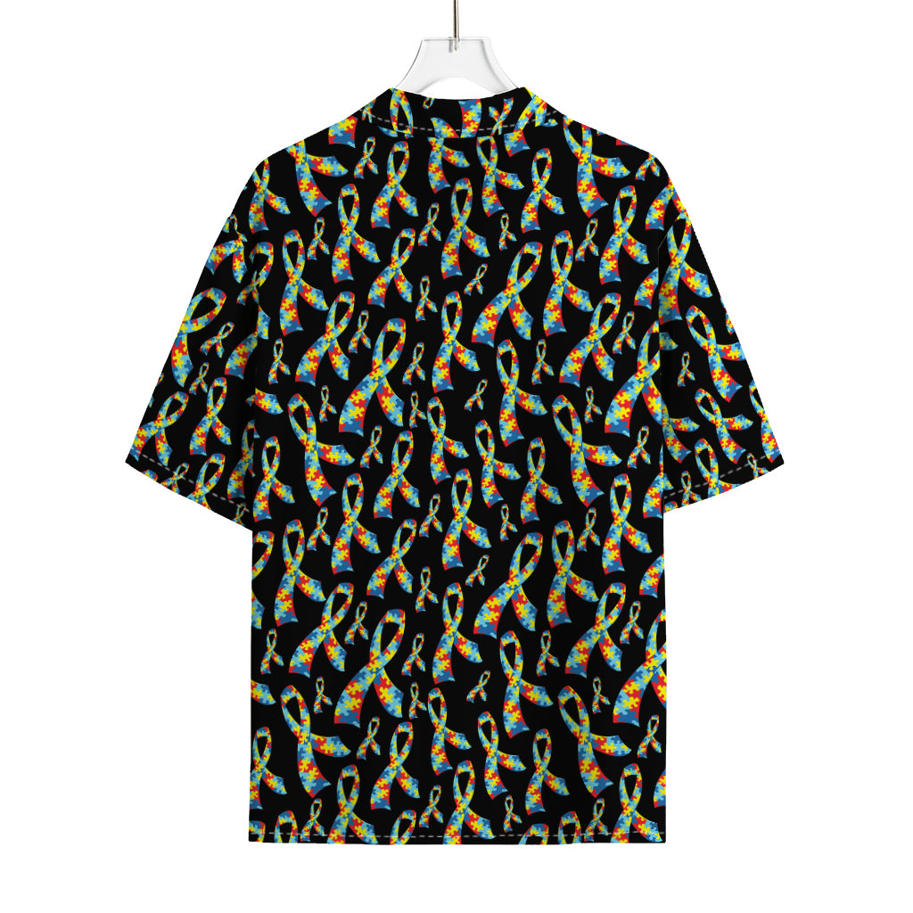 Autism Awareness Ribbon Pattern Print Rayon Hawaiian Shirt